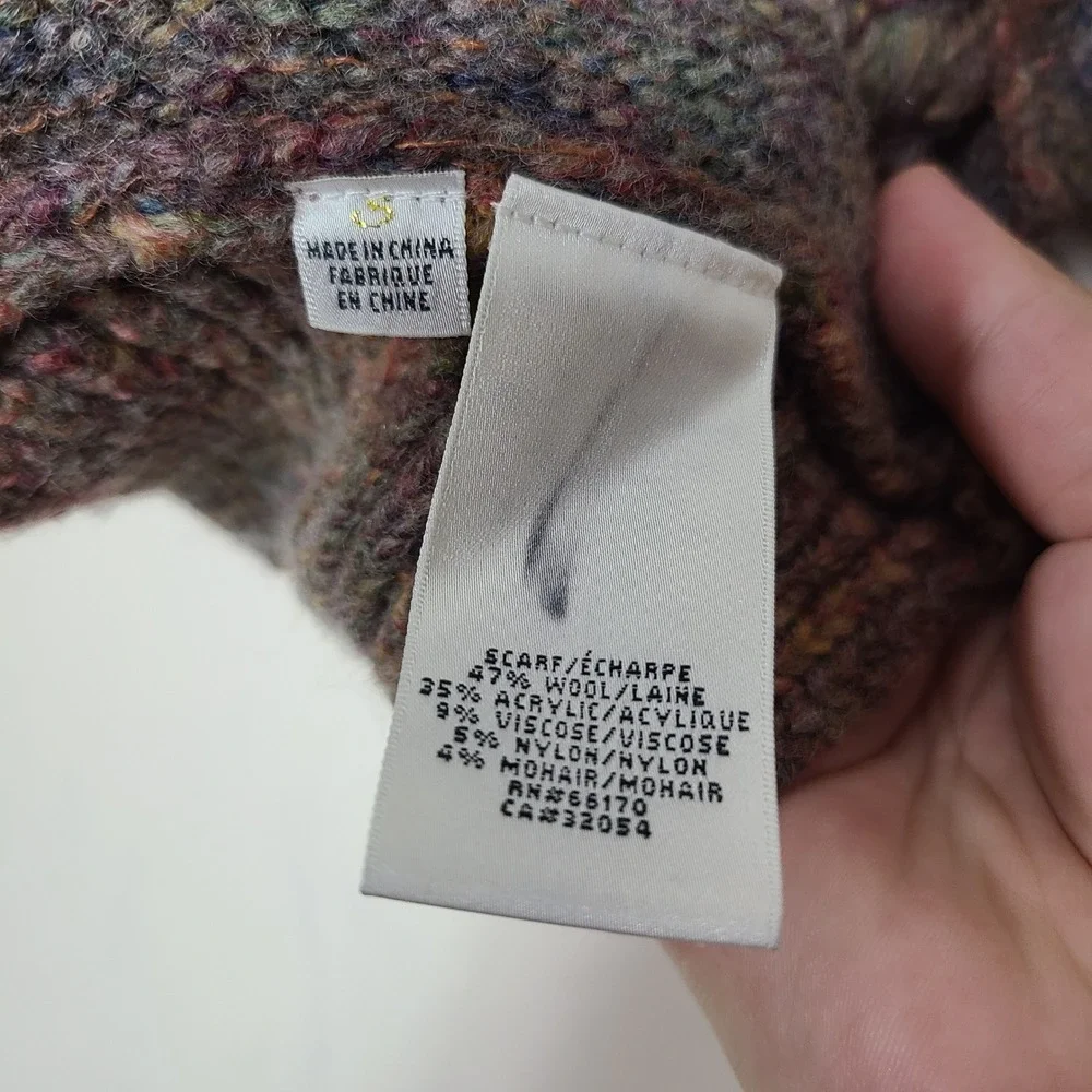 Chunky Wool Blend Knit Scarf Multi Color Earthy Goblin Folk Whimsical‎ Grunge